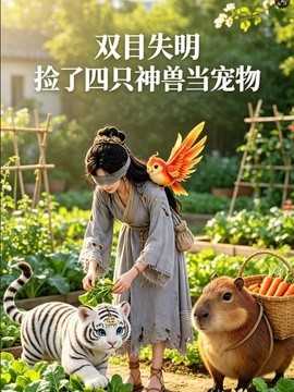 双目失明，捡了四只神兽当宠物