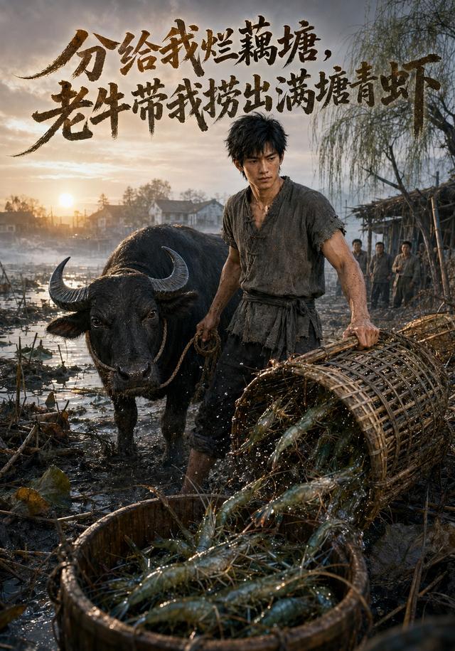 分给我烂藕塘，老牛带我捞出满塘青虾封面图